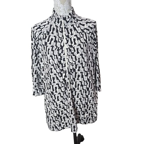 Talbots Animal Print 1/4 Zip Jacket Zip Pockets Stretch Women's 2X - Picture 1 of 10